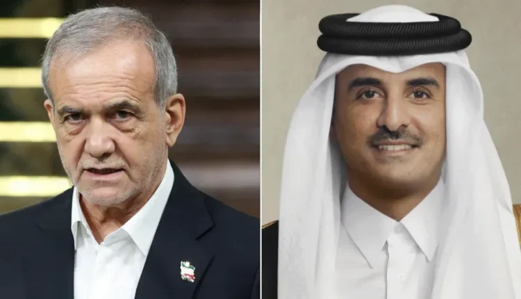 الرئيس الإيراني (يسار) أكد لأمير قطر أن الهجوم لم يكن يستهدف قطر وشعبها (وكالات)