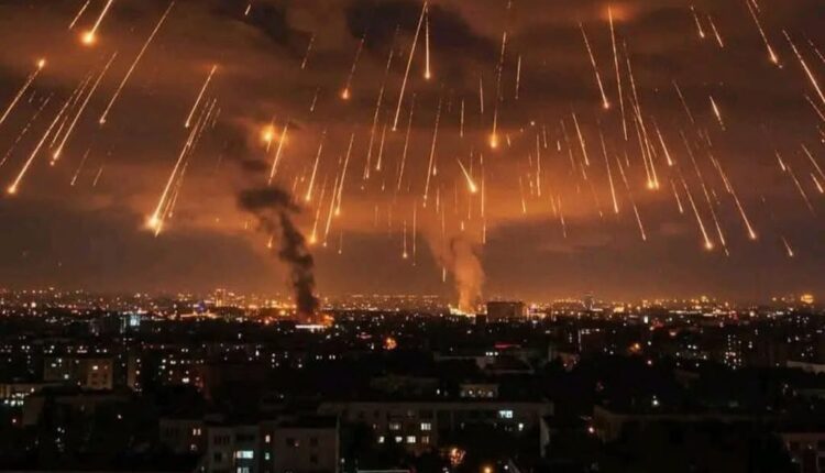 صورة تعبيرية وغالبًا مولدة بالذكاء الاصطناعي، لأن توزيع الشهب والضوء غير طبيعي ويوجد تشوهات بصرية واضحة في المشهد